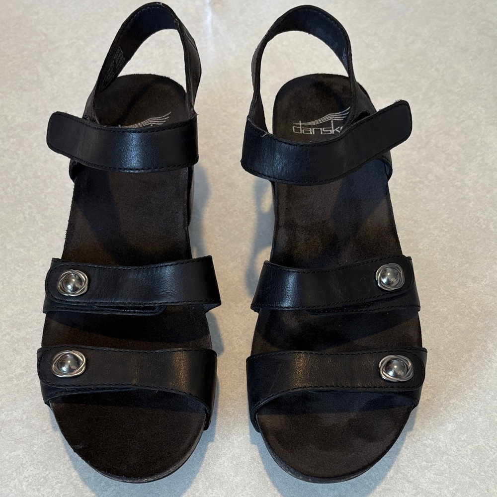 Dansko Black Women's Sandals with Button Accents